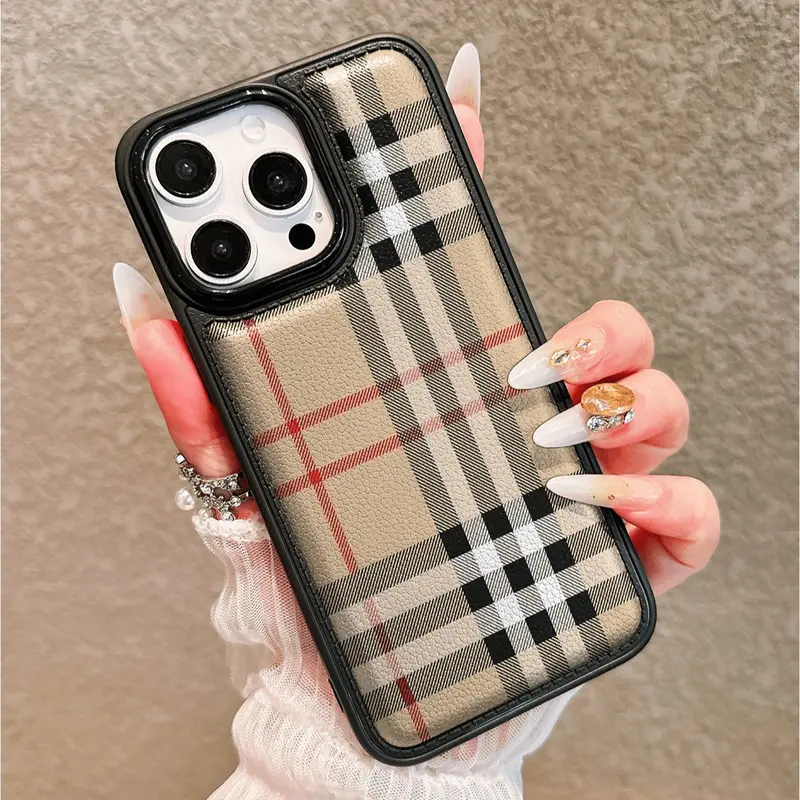 Striped Plaid Pattern New Thick Scratch-Resistant Leather Texture Phone Case Cover, Compatible with iPhone 15 Pro Max, 14 Plus, 13 Pro Max, 12, 11, 7g, 7p, XR, XS Max, 17 Pro, Air