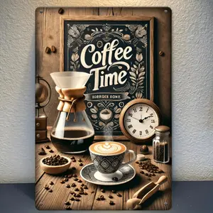 Vintage Coffee Time Metal Wall Art - Waterproof & Dustproof, Perfect for Home, Bar, Garage Decor - Unique Gift for Men & Women, 8x12 Inches, Iron Wall Decor, Kitchen, Perfect for Room Decor