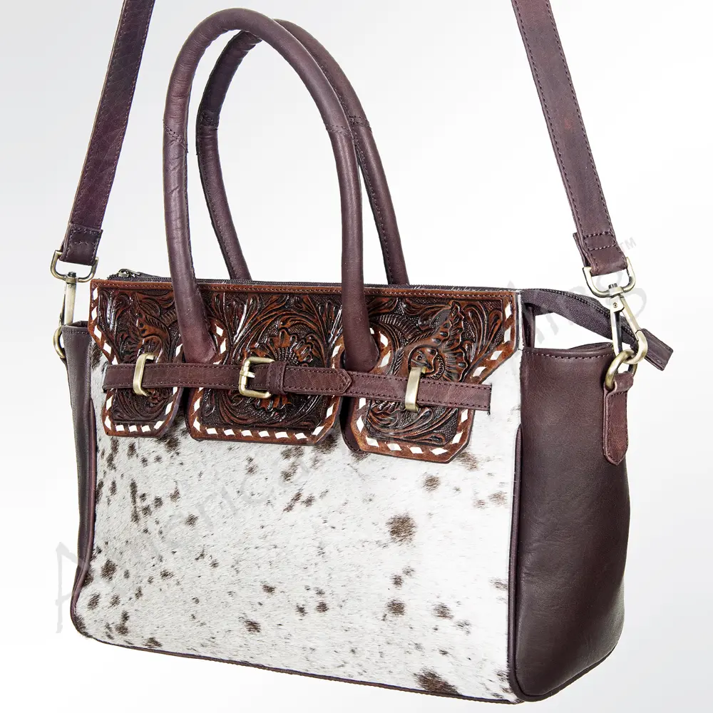 American Darling Tote Hand Tooled Hair on Genuine Leather Western Women Bag Handbag Purse | Travel Bags College Casual