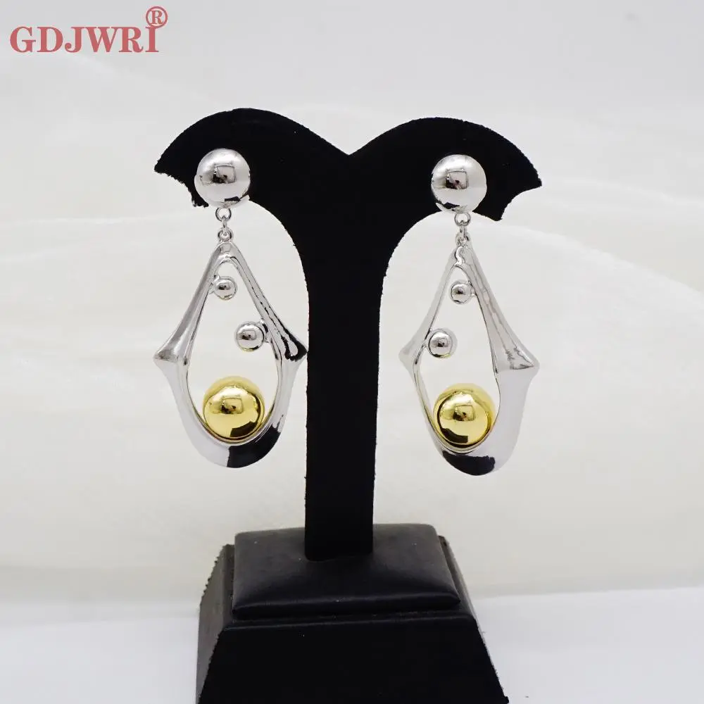 Luxury Gold Color Drop Earrings for Women, Big Nigerian Afro Style Bridal Jewelry, Dubai Bling Aesthetic for Arabic Weddings, African Fashion