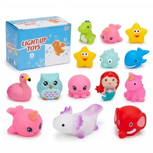 Random Color Glow in The Dark Floating Rubber Animal Toy, 6 Counts/set Cute Fun Child Safe Animal Design Bath Toy, Bathing Toy for Baby & Toddler Bath Time Water Play Safety Enjoyment
