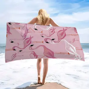 Soft Flamingo Beach Towel, Quick-Dry Lightweight Portable Towel, Fresh Scented Travel Towel, Ideal for Summer Vacations