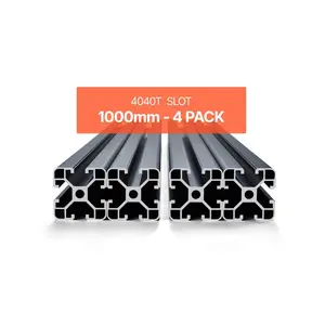 VEVOR 4PCS 23.6 in (600 mm) T Slot 4040 Aluminum Extrusion Profile, European Standard Anodized Linear Rail, High - Strength Extruded Aluminum Rail for 3D Printer, CNC Machine DIY, Laser Engraving, Black