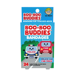 Police Car & Fire Truck Bandages for Kids – Waterproof, Latex-Free, 24 Count