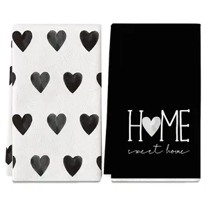 Heart Pattern Kitchen Towel, Ultra Soft Absorbent Dish Cloth, Fabric, Valentine Heart Design, Home Decor Gift