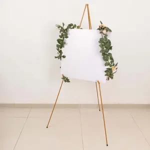 Gold Metal Sign Holder Easel Stand, Collapsible Tripod Stand 65"