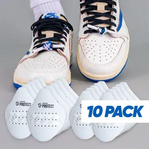 Crease Protect 10 PACK Wrinkle Preventer Shoe and Boot Toe Guards White Shoe Toe Protectors Anti-Wrinkle Forcefield for Sneakers AF1 Creases Protector Set Soft