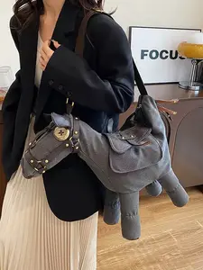 Cute Ugly Black Horse Crossbody Bag – Funny Plush Animal Shoulder Purse, Unique Statement Handbag for Women, Surprise Birthday Gift & Holiday Gift Idea