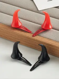 4pcs Fashion Headwear Set, Devil Horns Hairclips, Hairpin, Mini Demon Black Hair Clips, Costume & Party Accessories, Perfect Gifts for Halloween