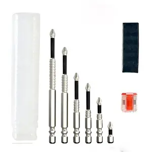 6-Pack S2 Steel PH2 Impact Magnetic Bits – K5 Anti-Slip, Magnetizer Included