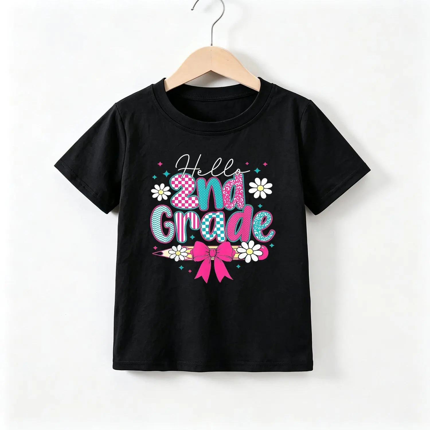 Back to School Hello Second Grade Team 2Nd Grade Short Sleeve Boysx27 T Shirt Short Sleeve Clothes Pure Comfortable And Breathable Crew Neck T Shirt