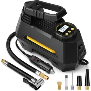 Tire Inflator Portable Air Compressor Air Pump for Car Tires-Car Accessories, 9.8Ft Cord-12V DC-Powered Auto Pump with Digital Pressure Gauge, LED Light for Bicycle, Balloons, Yellow