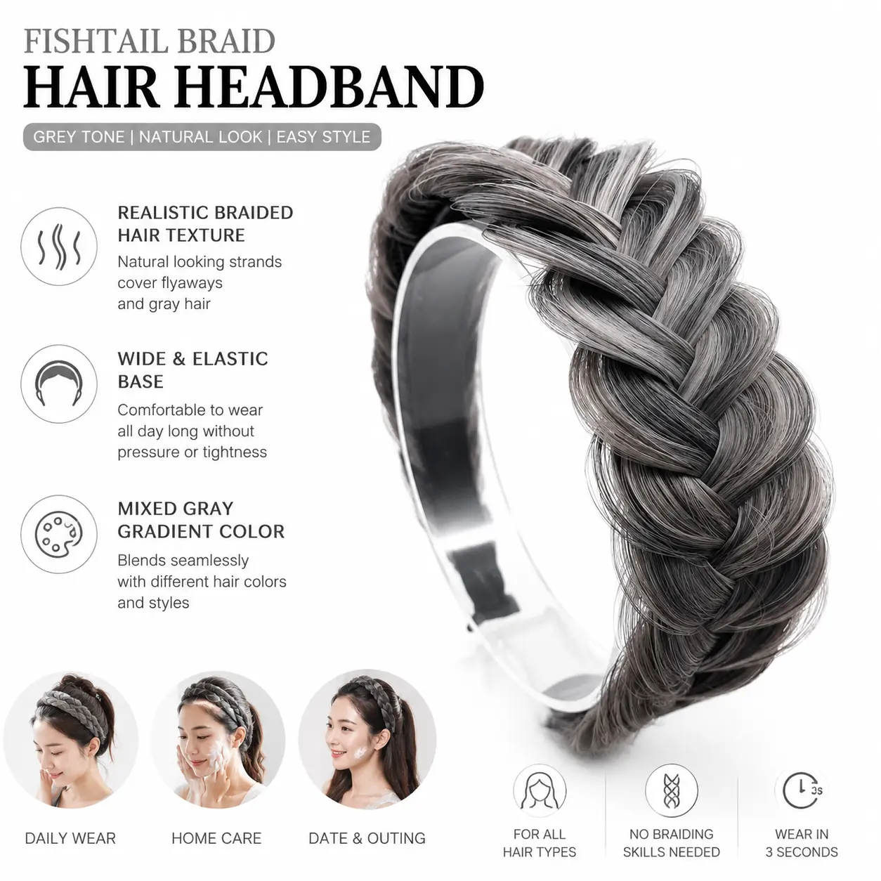 Women’s Boho Stretch Headband - High-Elastic Wide Braided Tooth-Style Accessory with Messy Braid Texture, Gold-Tone Fashionable Textured Piece for Hairstyling & Secure Hair Hold
