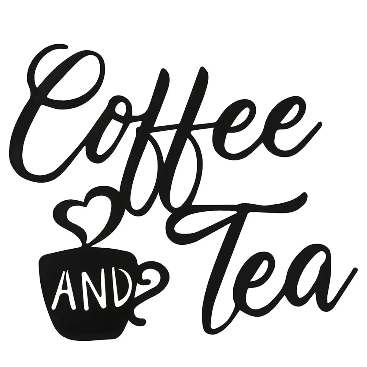 Chic Black Steel Coffee Cup & Letter Sign Wall Hanging - Coffee & Tea Bar Decor for Cafe, Farmhouse Kitchen - Thanksgiving Gift for Home Decor Enthusiasts