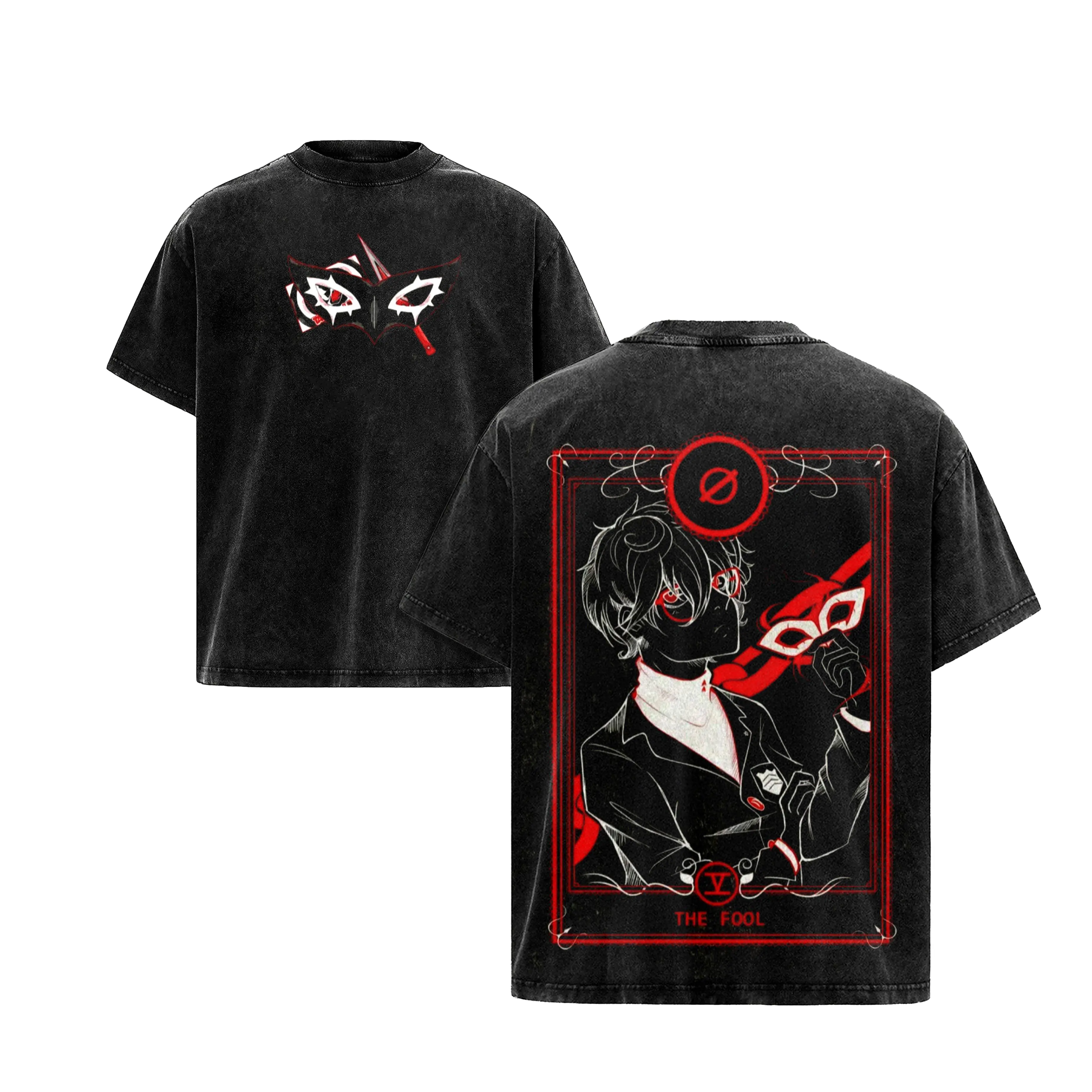 The Fool Arcana Vintage Washed Graphic T-Shirt, Persona Fan Gift, Game Anime Fan Shirt, Unisex Tee Graphic Tee, Menswear Top