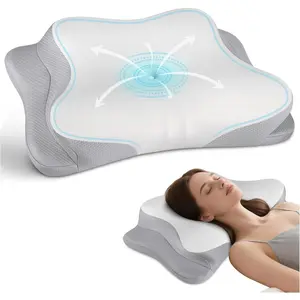 Cervical Neck Pillow - Cooling Ergonomic Neck Support Pillow for Sleeping, Orthopedic Contour Memory Foam Pillows for Side, Back & Stomach Sleepers with Pi