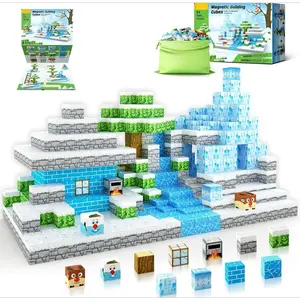 GJ P-SMA01  Magnetic Blocks-Build Mine Magnet World Ice Edtion,Toys for Girls Age 3 4 5 6 7 8 Princess Castle STEM Sensory Kids Games Toys for Toddler Christmas Birthday Gifts for 3+ Years Old Girls & Boys
