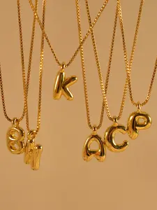 Personalized Letter Necklace, Fashion Simple Versatile Cute Bubble Letter Pendant, Stainless Steel Box Chain, Women's Daily Wear, Fashion Jewelry