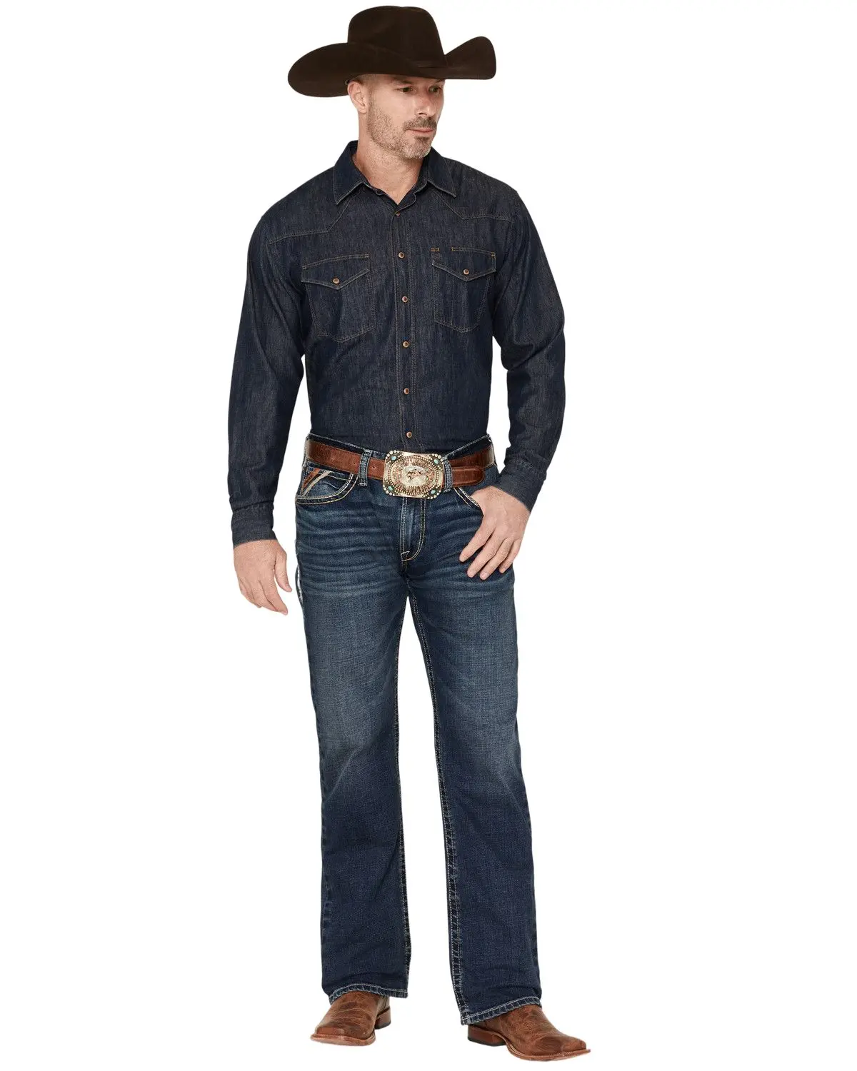 Ariat Men's Men'S M4 Silverton Crawford Medium Wash Relaxed Bootcut Stretch - 10079054