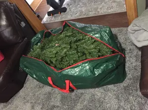 7.5 ft Christmas Tree Storage Bag - Durable Heavy Duty Extra Large Artificial Xmas Holiday Tree Bag with Reinforced Handles and Dual Zippers Wide Opening - Green