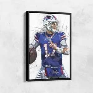 [SALE UP TO 41%] [UNFRAMED] Josh Allen Poster, Buffalo Football Wall Art for Kids Room Man Cave and Home Decor
