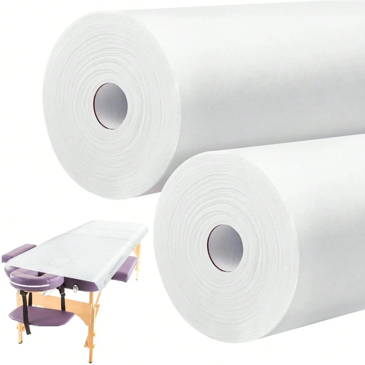2 Roll Disposable Non Woven Bed Sheets 31 X 71 Inch Massage Table Paper Covers Spa Bed Sheets Non Woven Fabric Massage Sheets Waterproof Spa Breathable Bed Cover For Massage Spa Beauty Salon Waxing Exam(White)