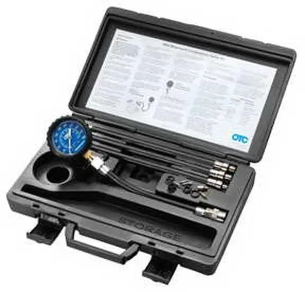 OTC 5604 Nickel-Plated Motorcycle Compression Tester Kit, Dual-Scale Engine Test Tool for Automotive & Motorcycle Repair Inspections