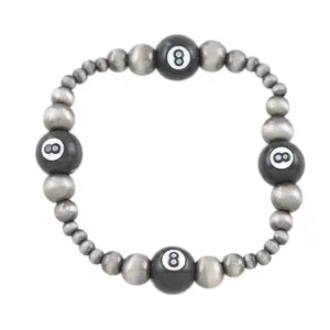 Western 8 Ball Beaded Stretch Bracelet with Unique Design and Number 8 Beads
