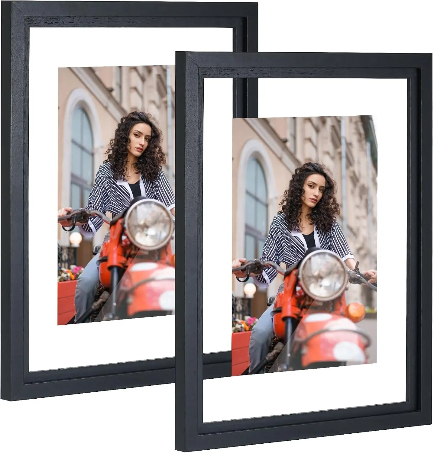 11x14 Floating Picture Frames Set of 2, Black Floating Frame | Double HD Plexiglass Floating Frame for 8x10, 8.5x11 or Full Display 11x14 Picture, Tabletop or Wall Hanging