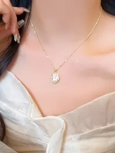 Elegant French Baroque Faux Pearl Pendant Necklace, Vintage Style Women's Jewelry, Simple Daily Wear, Versatile Fashion Accessory, Durable Alloy Chain