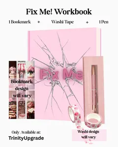 TrinityUpgrade Fix Me! Workbook 8.5x11in with Pink Pen & Washi Tape Self Help Tool for Building Confidence and Daily Routines