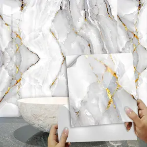 Marble Pattern Peel Stick Wallpaper, 16pcs Self Adhesive Decorative Wallpaper, Peel Stick Wallpaper, Removable Wall Decal, Home Decor Tiles Sticker, Marble Backsplash Wallpaper