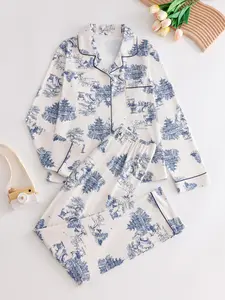 【clearance sale】Comfortable Long Sleeve Pajamas Soft Breathable Fabric Classic Style Machine Washable for Home Sleeping Lounging