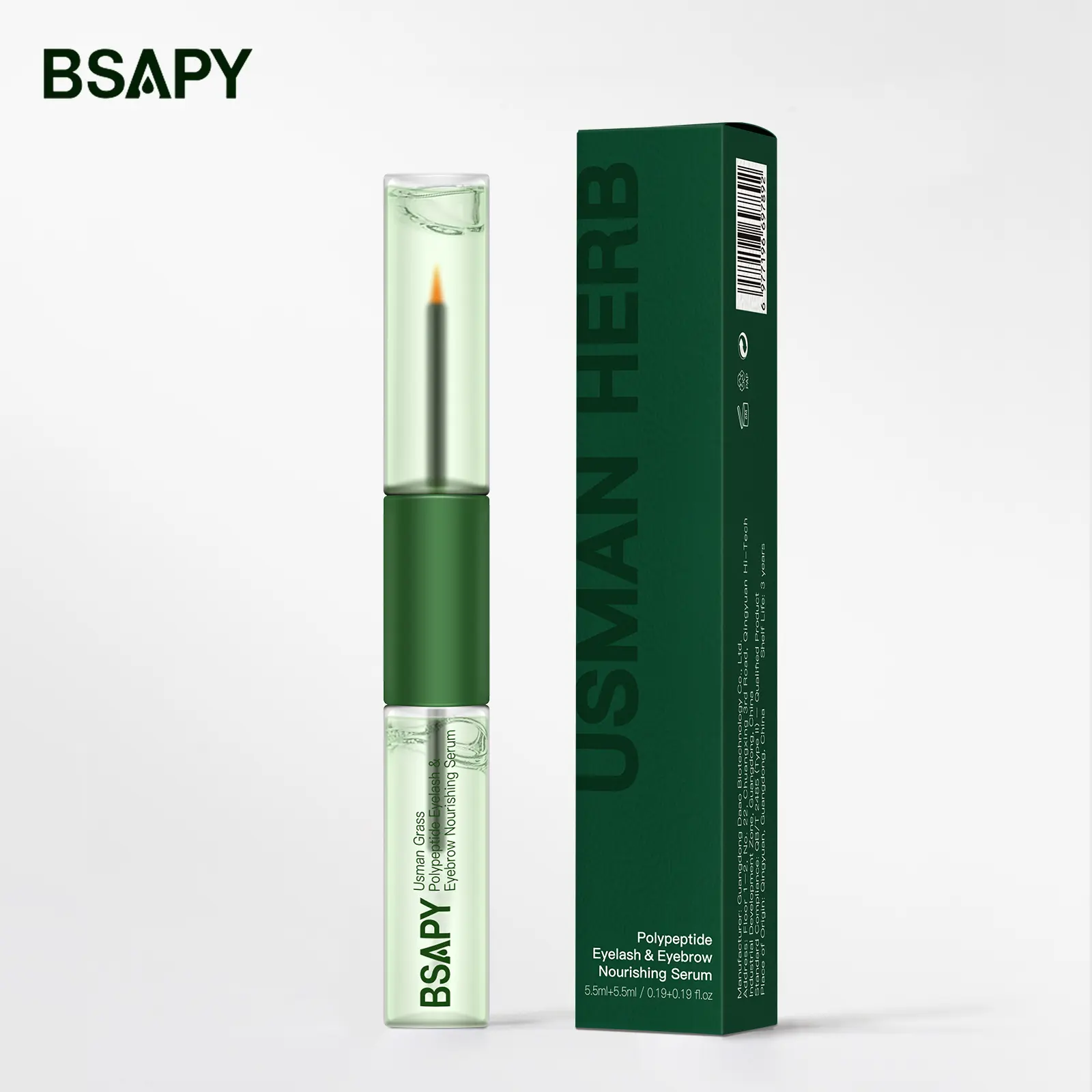 BSAPY Usman Grass & Multi-Peptide Complex Eyelash Lengthening & Eyebrow Growth Serum - Advanced Vitamin & Botanical Formula, Ophthalmologist Tested, Cruelty-Free, Eyelash Lengthening Serum, Lash Serum Lash Enhancers & Primers