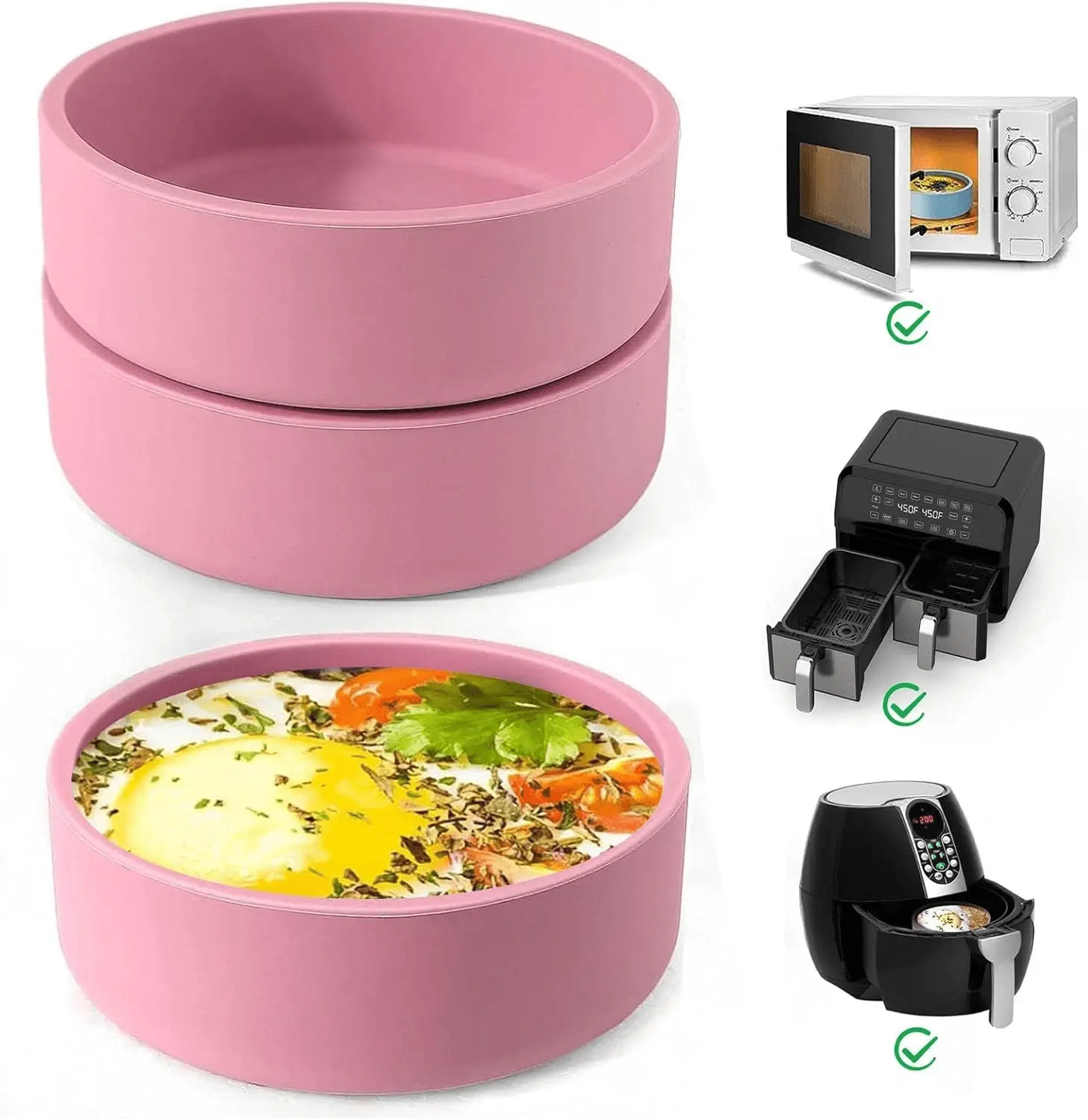 3Pcs ZHYEEDAA Air Fryer Egg Mold,Silicone Egg Molds, Individual Egg Bite Make...