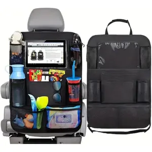 Universal Car Seat Back Organizer | Touch Screen Tablet Holder 9 Storage Pockets | Waterproof Kick Mats Protector | Kids Toddlers Travel Essentials 1 Pack