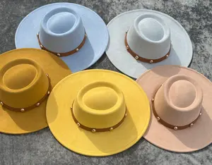 Round Boater Brim Studded Hat