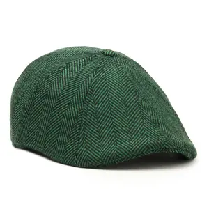 The 8-Panel Irish Boston Scally Cap - Green Herringbone
