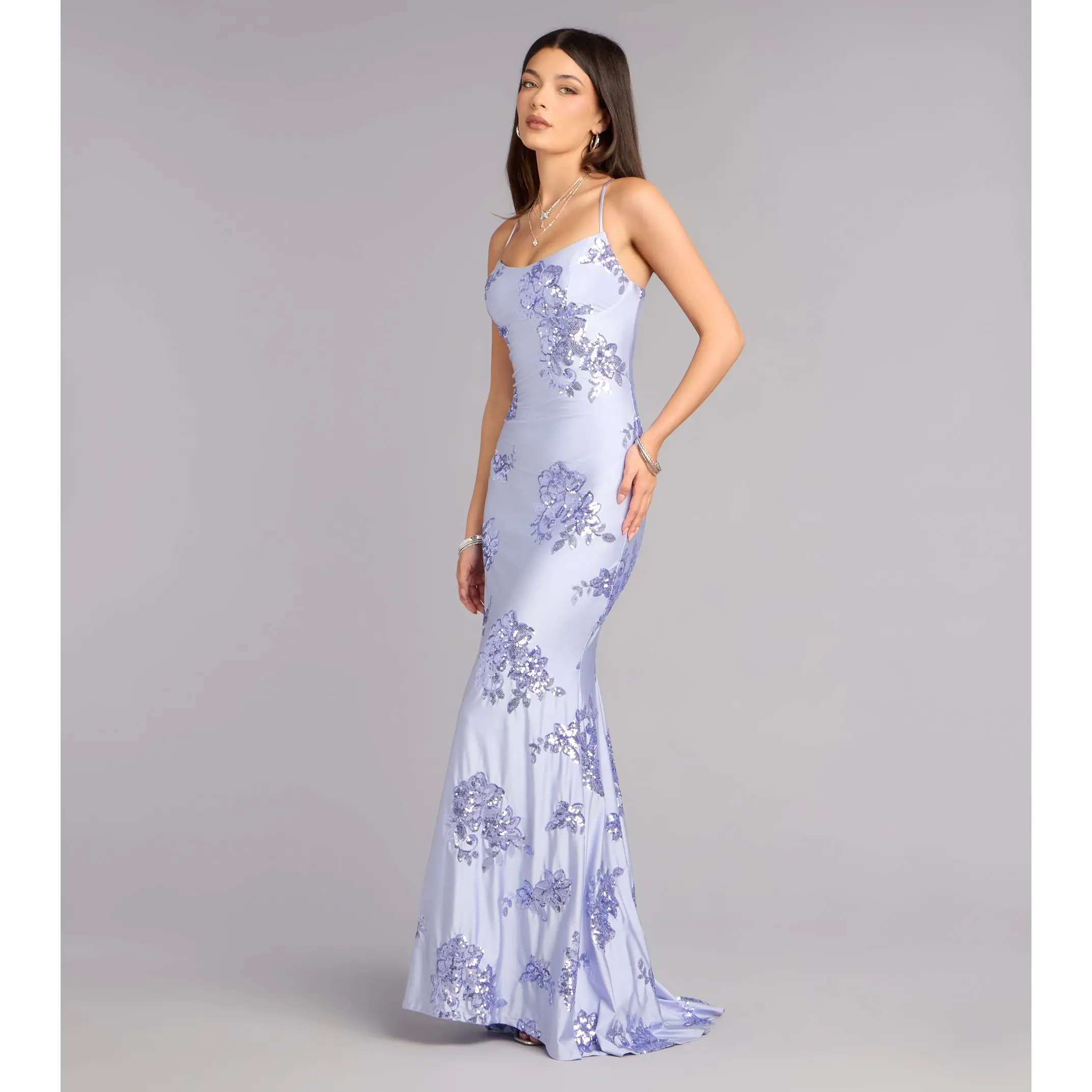 Marissa Sequin Lace-Up Formal Dress - TikTok Shop