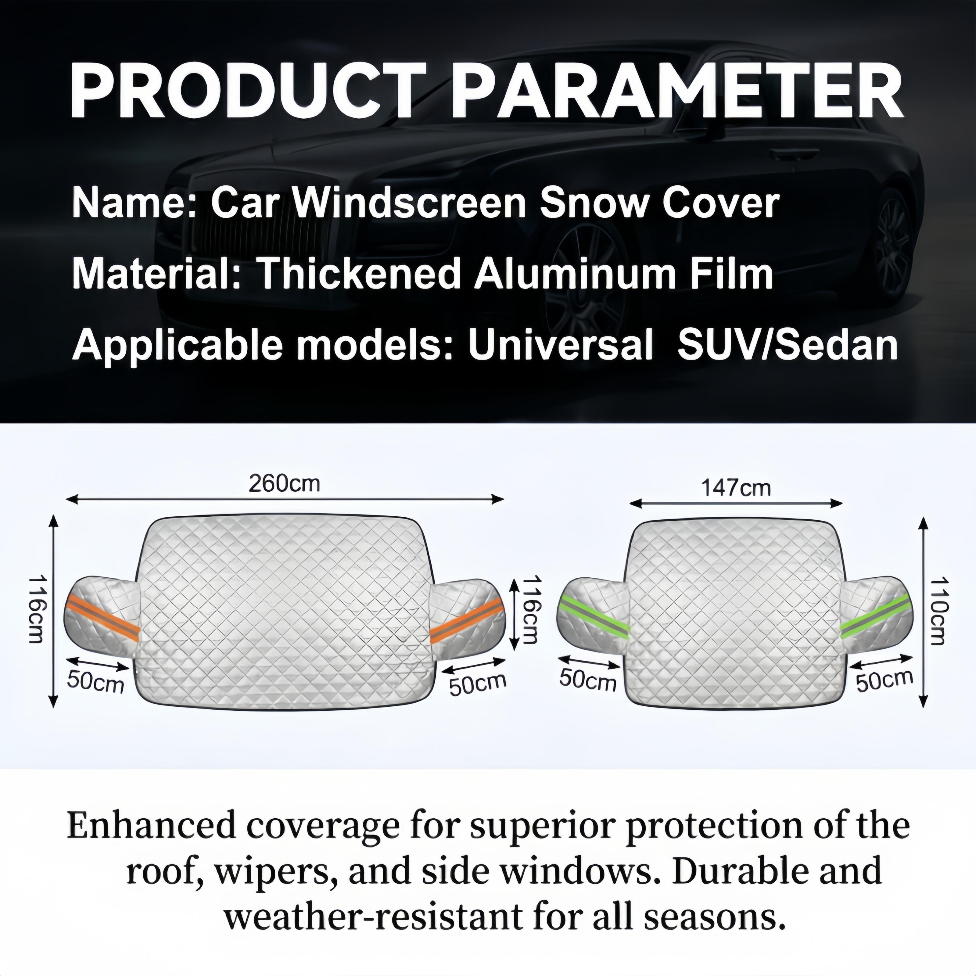 Car Windshield Cover, Heavy Duty Thick Protective Windscreen Cover - Snow Ice Frost Sun UV Dust Water Resistent - Pefect Fit for Cars SUVs All Years Summer/Winter