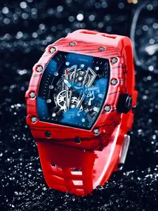 Barrel Mechanical Punk Style Men's Quartz Watch, Large Size Cool Personality Youth Wristwatch, Popular Exquisite Gift with Gift Box Packaging