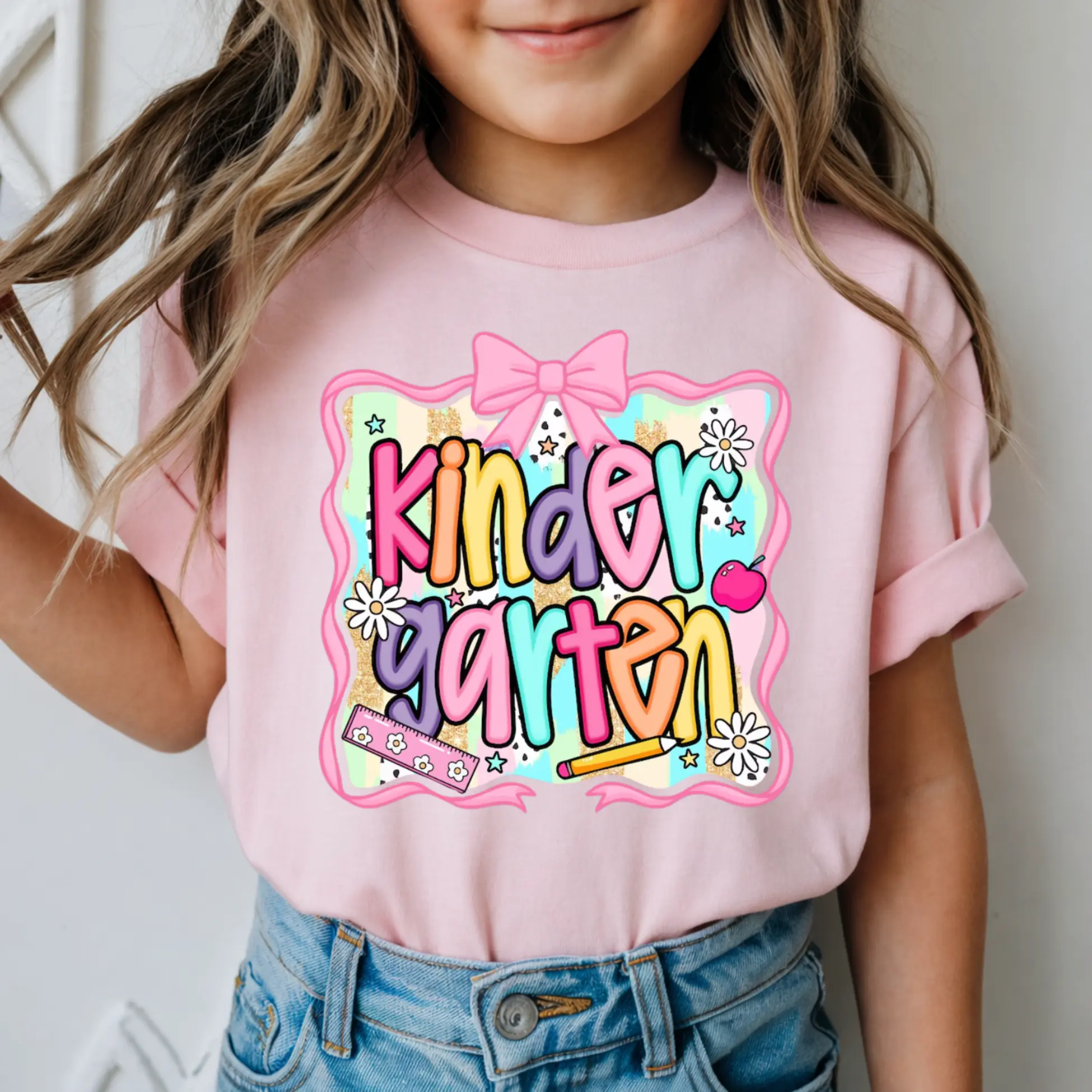Kindergarten Youth Shirt, Preppy Coquette Back to School Tee, Tee for Youth, Girls, Boys