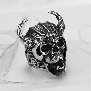 Gothic Punk Cow Head Skull Stainless Steel Men's Ring Rock, Party, Halloween Gift Accessories