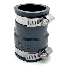 Rubber Flex Coupling Unparallel 1-1/2” x 1-1/4” Black with Metal Clamps and Black Rubber Material for Precise Fit and Connection