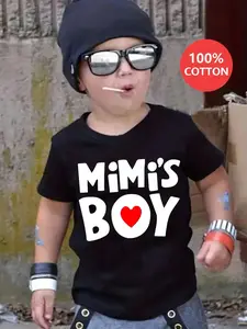 MiMi BOY LOVE Print 100%cotton Boys T-shirt Crew Neck Short Sleeve For Outdoor Italy