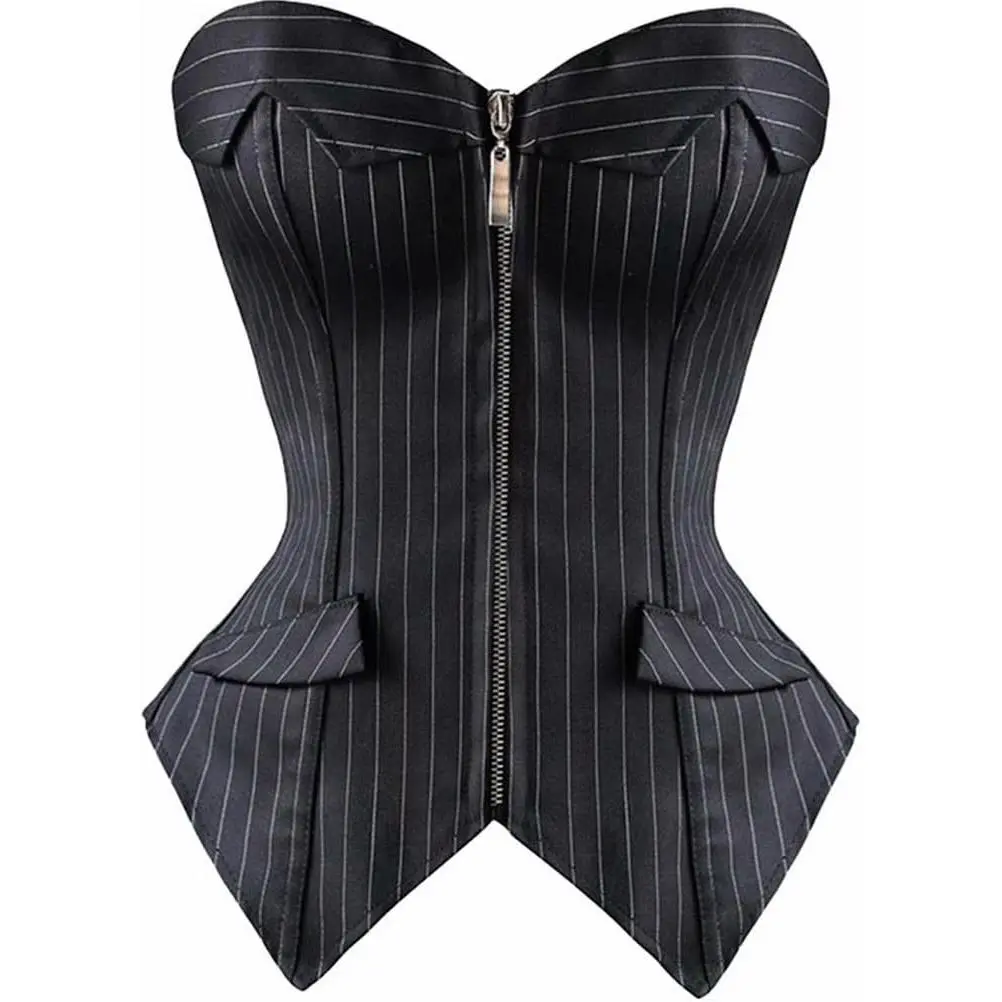 Corset Top Bustier Lingerie for Women Zipper Front Flower Sexy