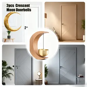 2pcs Crescent Moon Door Chimes – Must-Have Halloween & Christmas Decor, Decorative Metal Wind Bells with Door Alert Function | Festive Hanging Ornaments for Home & Door