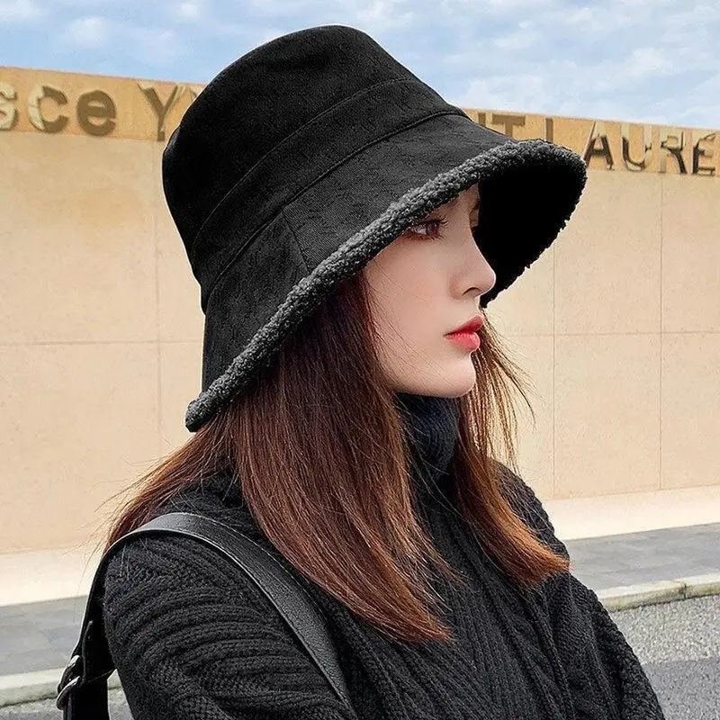 Reversible Sherpa Suede Warm Thick Bucket Hat