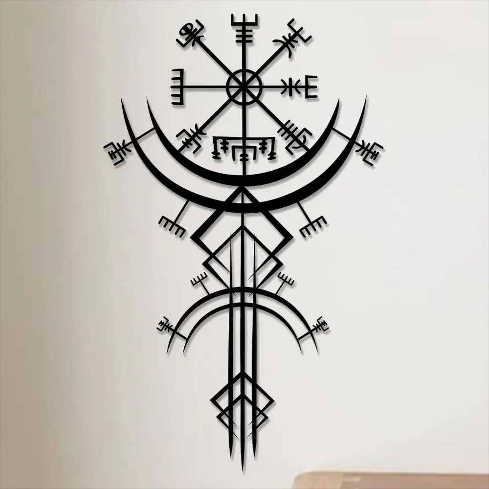Viking Metal Wall Art, Norse Mythology Rune Decor, Metal Wall Hanging Decor for Home Office, Indoor Decoration, Home Decor Products, Garden Decoration Supplies, Aesthetic Wall Decor, Decoration Items