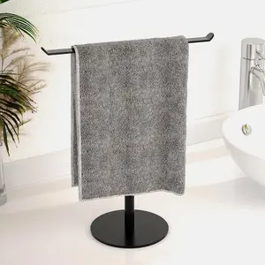 Towel Rack T-Shape Hand Holder for Bathroom,Headband and Lightweight Bathroom Racks,Kitchen Black Holder,Stainless Steel Waterproof Counter Organizer